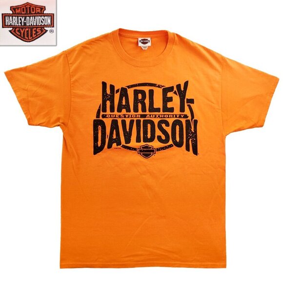 Harley-Davidson Other - Harley Davidson T-Shirt Question Authority Richmond Virginia Bright Orange XL